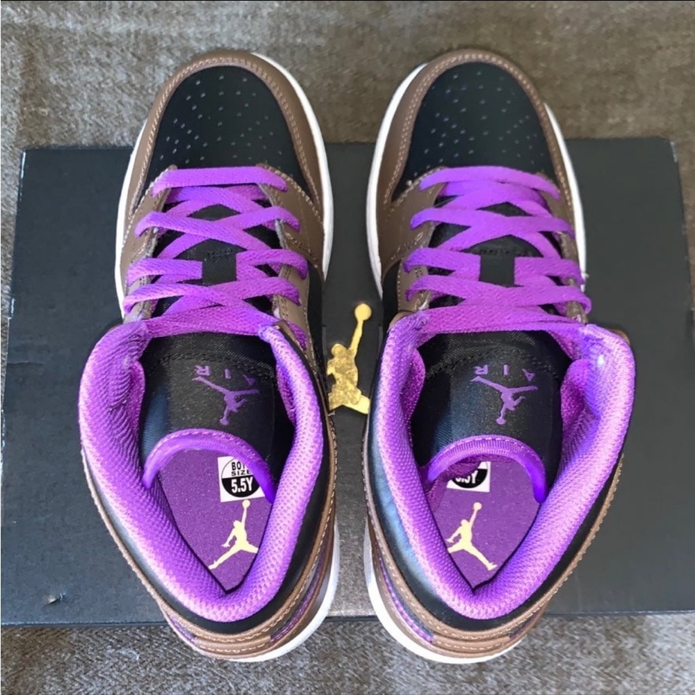 Jordan Mid-Top Sneakers Brown Black Purple - Picture 7 of 13